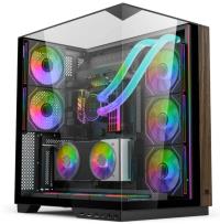 POWERBOOST JBST-PBA100B ECLIPSE SİYAH 8*ARGB Fan Triple Temperli Cam Type-C Ahşap Mid-T Seaview ATX Gaming Kasa Akvaryum